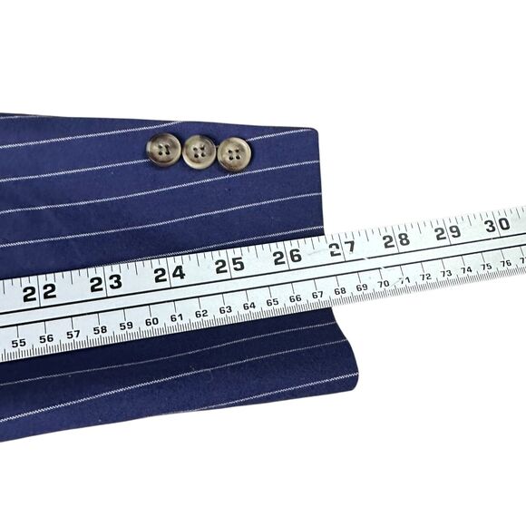 Peter Millar Blazer Suit Jacket Mens Large Blue Pinstripe Cotton Single Breasted - Picture 9 of 11